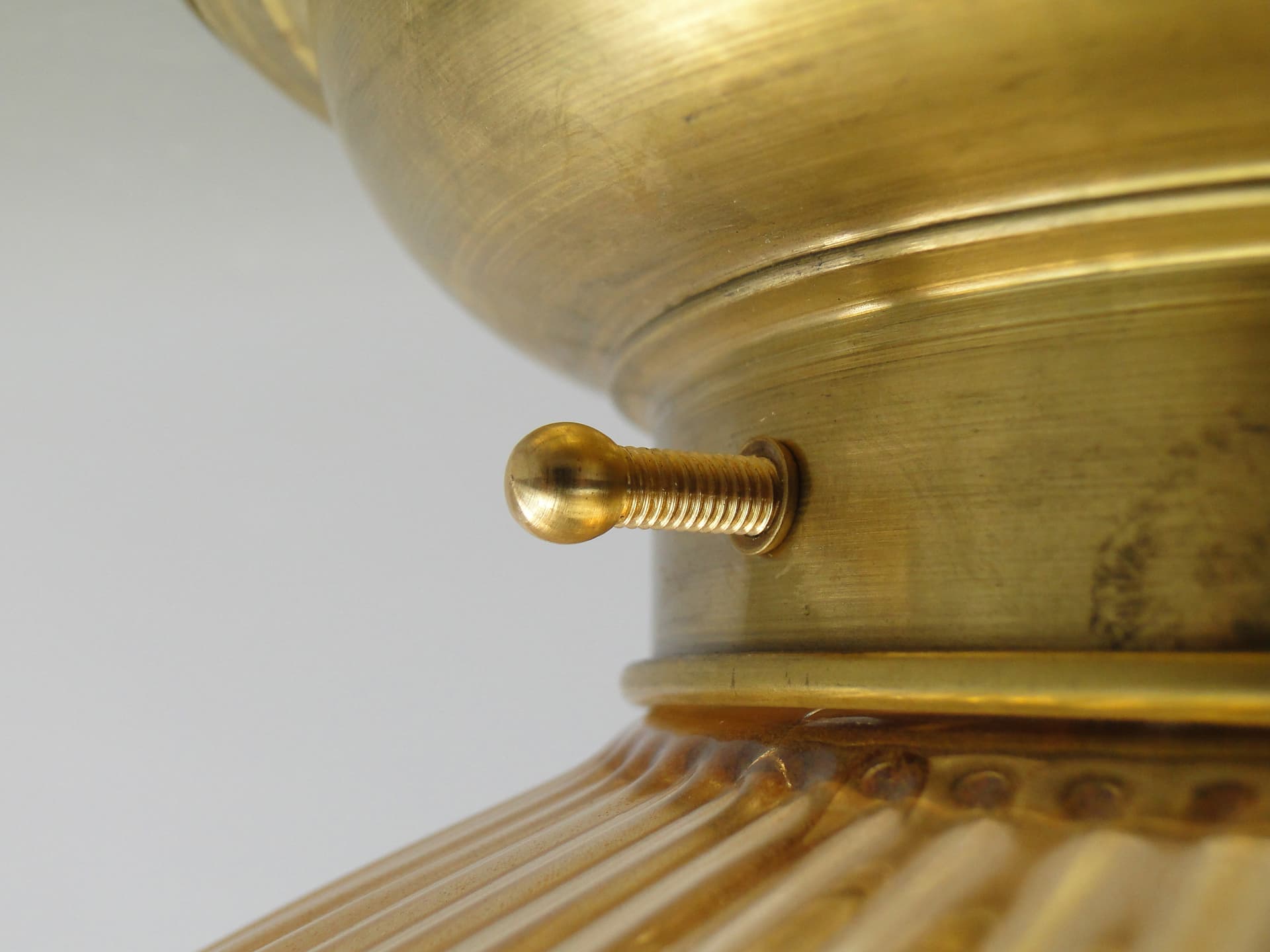 Ceiling lamp, honey glass, brass, Poland, 1940s - 297362