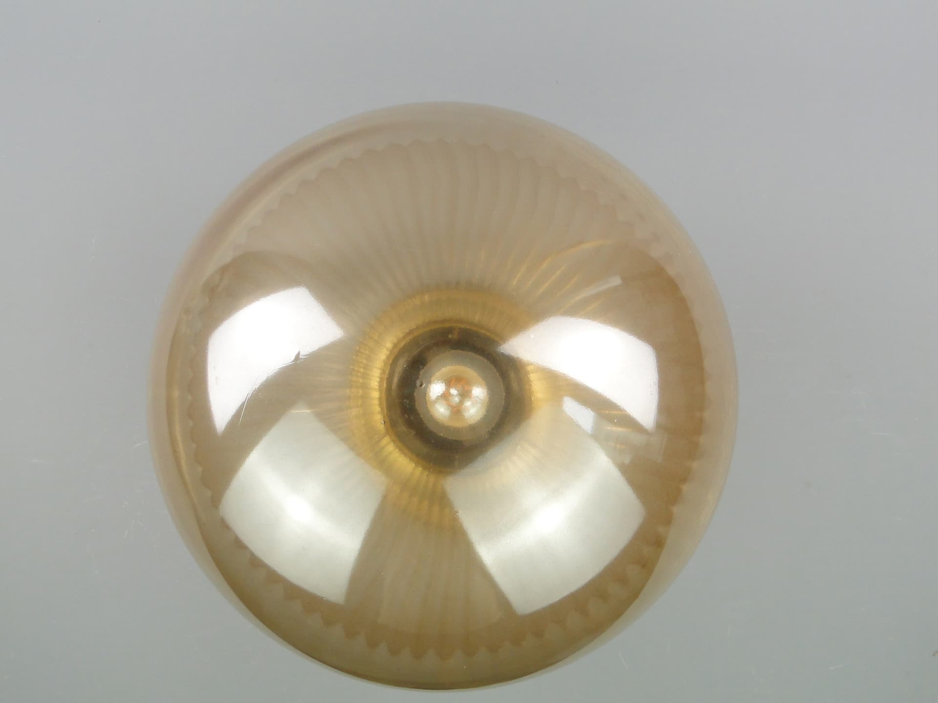 Ceiling lamp, honey glass, brass, Poland, 1940s - 297358