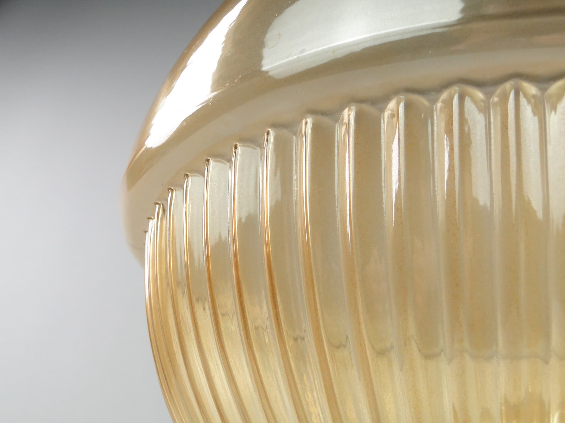 Ceiling lamp, honey glass, brass, Poland, 1940s - 297363