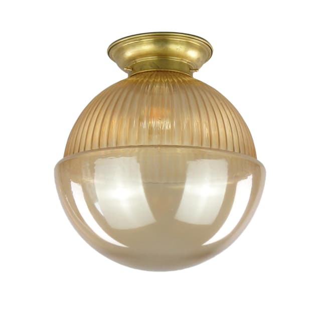 Ceiling lamp, honey glass, brass, Poland, 1940s - DIMENSION