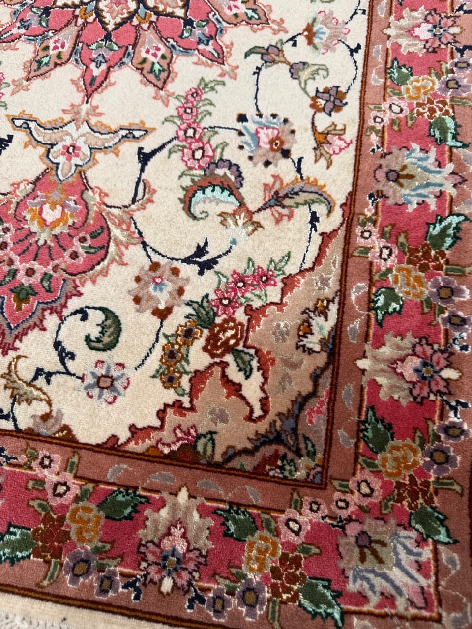 Chodnik Tabriz 415x75 cm, beżowy multikolor, wełna kaszmirowa z jedwabiem, Iran - 297400