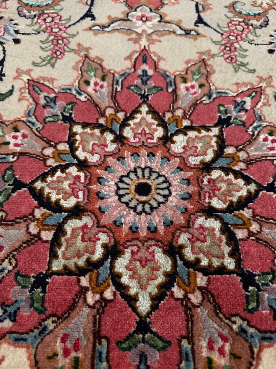 Chodnik Tabriz 415x75 cm, beżowy multikolor, wełna kaszmirowa z jedwabiem, Iran - 297413