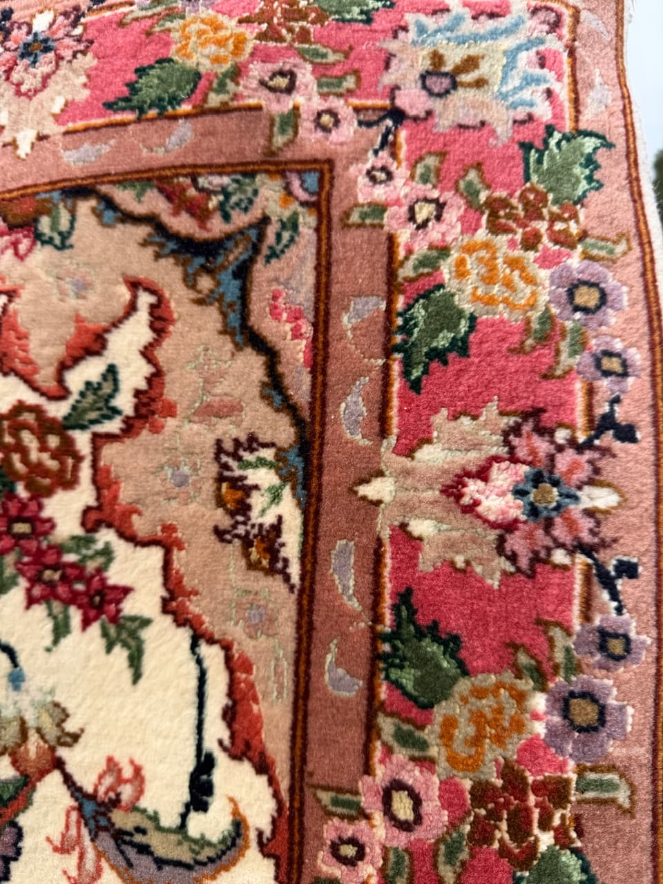 Chodnik Tabriz 415x75 cm, beżowy multikolor, wełna kaszmirowa z jedwabiem, Iran - 297402