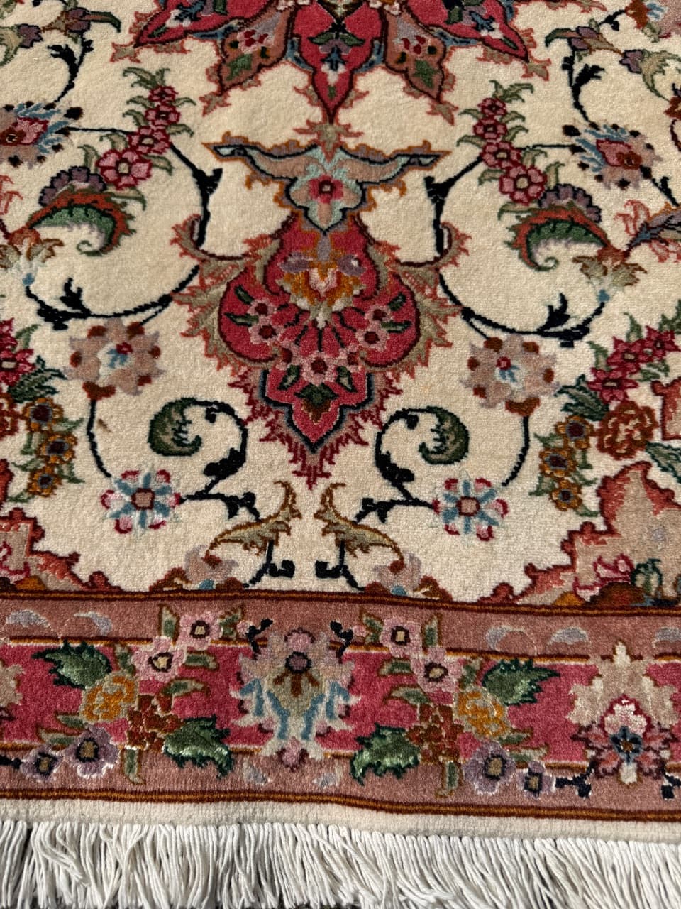 Chodnik Tabriz 415x75 cm, beżowy multikolor, wełna kaszmirowa z jedwabiem, Iran - 297410
