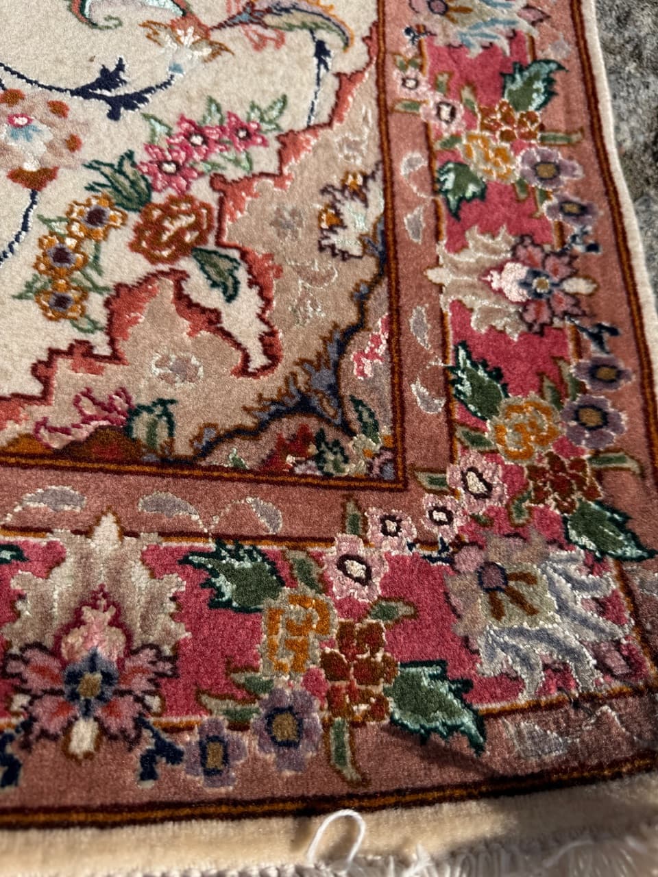 Chodnik Tabriz 415x75 cm, beżowy multikolor, wełna kaszmirowa z jedwabiem, Iran - 297411
