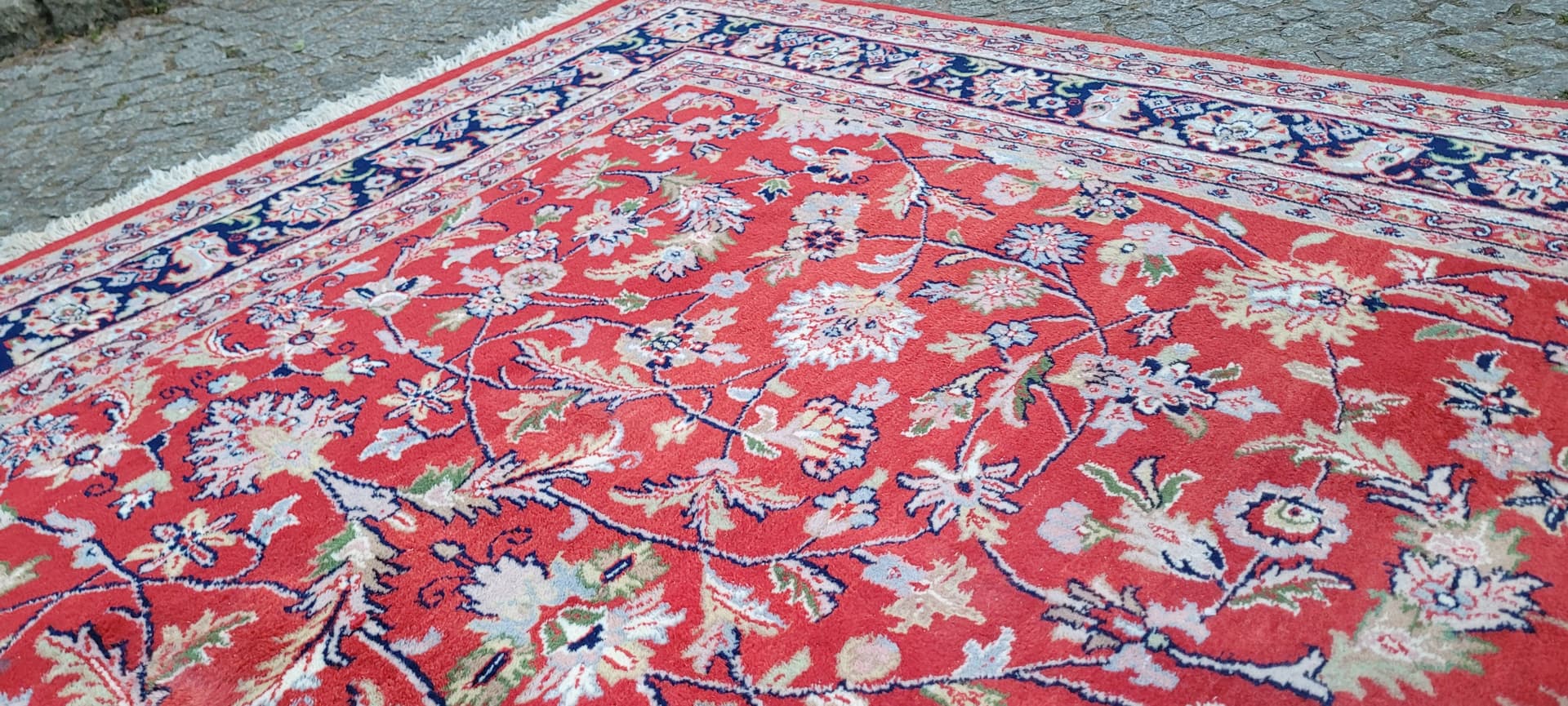 Dywan Indo Keshan 240x365 cm, czerwony, wełna bawełna, Indie - 297419