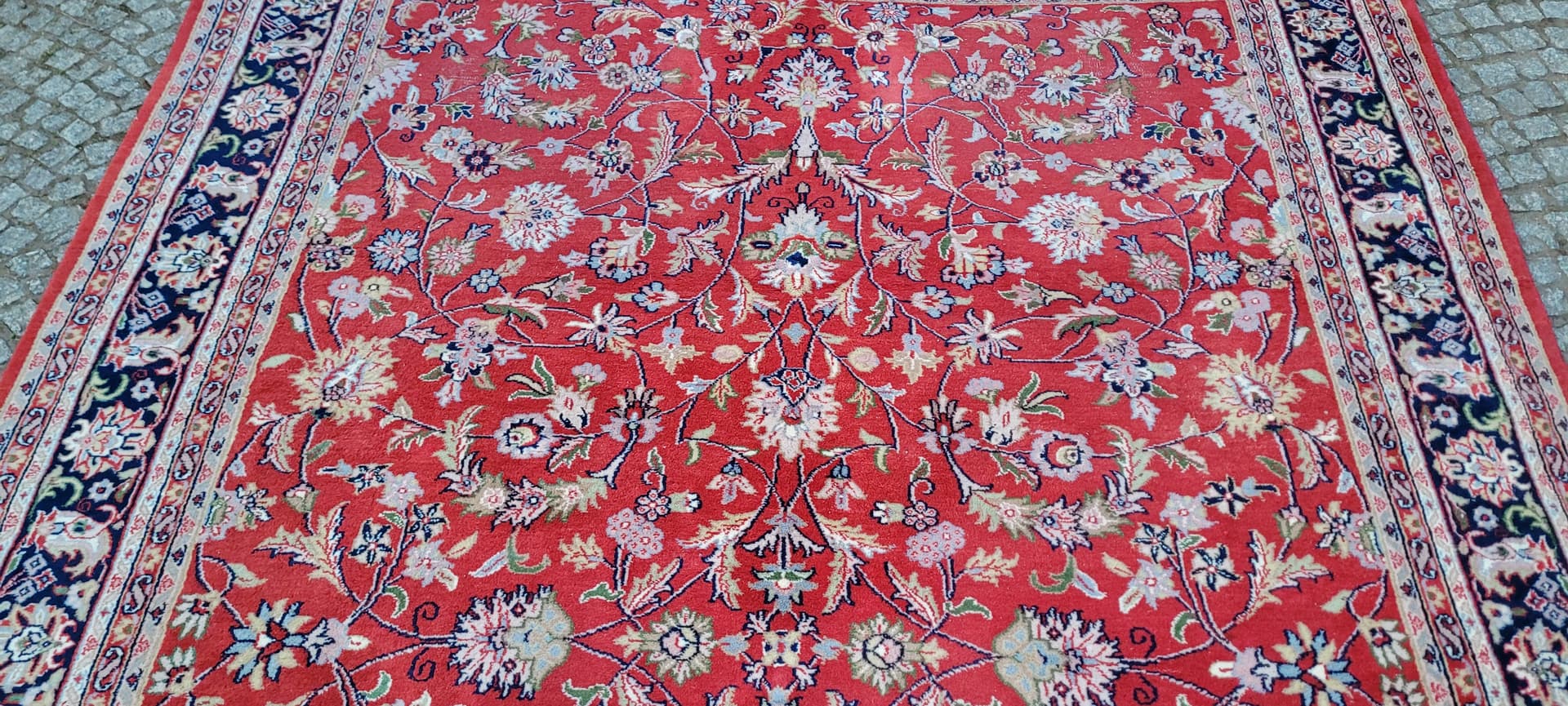 Dywan Indo Keshan 240x365 cm, czerwony, wełna bawełna, Indie - 297430