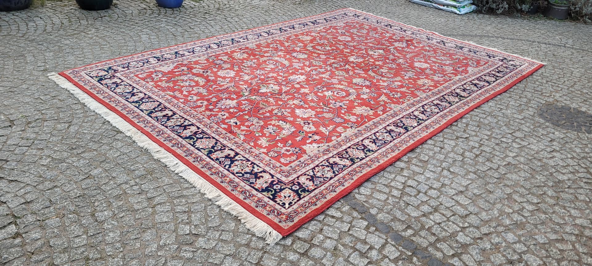 Dywan Indo Keshan 240x365 cm, czerwony, wełna bawełna, Indie - 297428