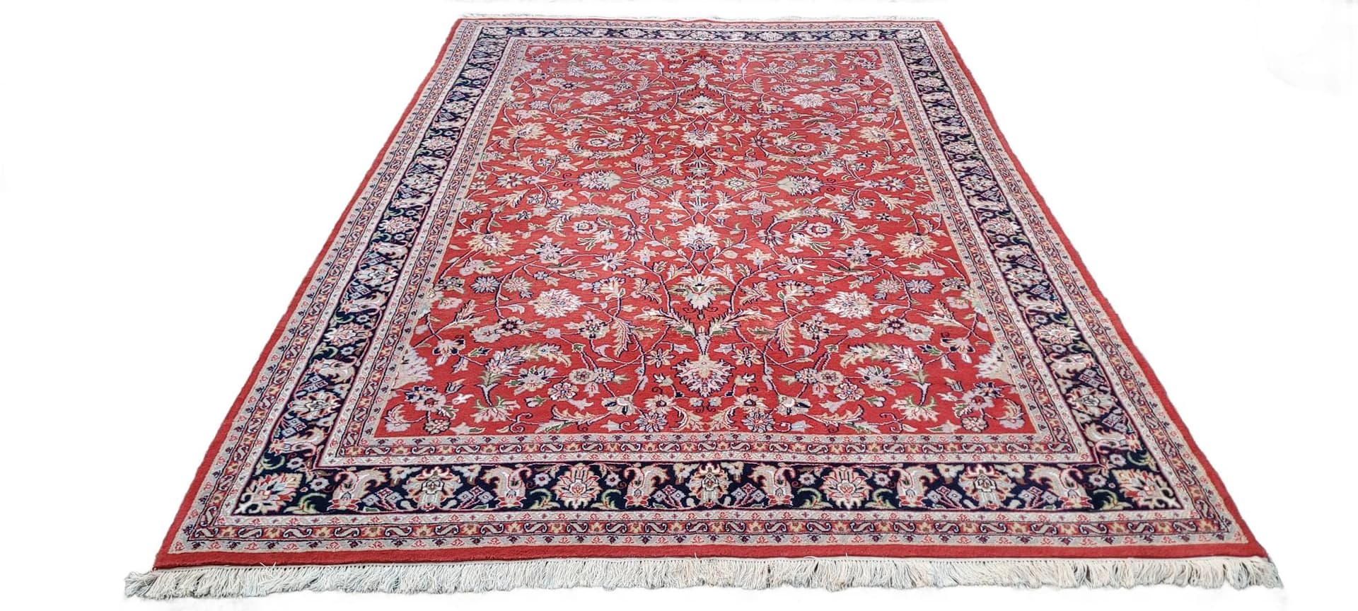 Dywan Indo Keshan 240x365 cm, czerwony, wełna bawełna, Indie