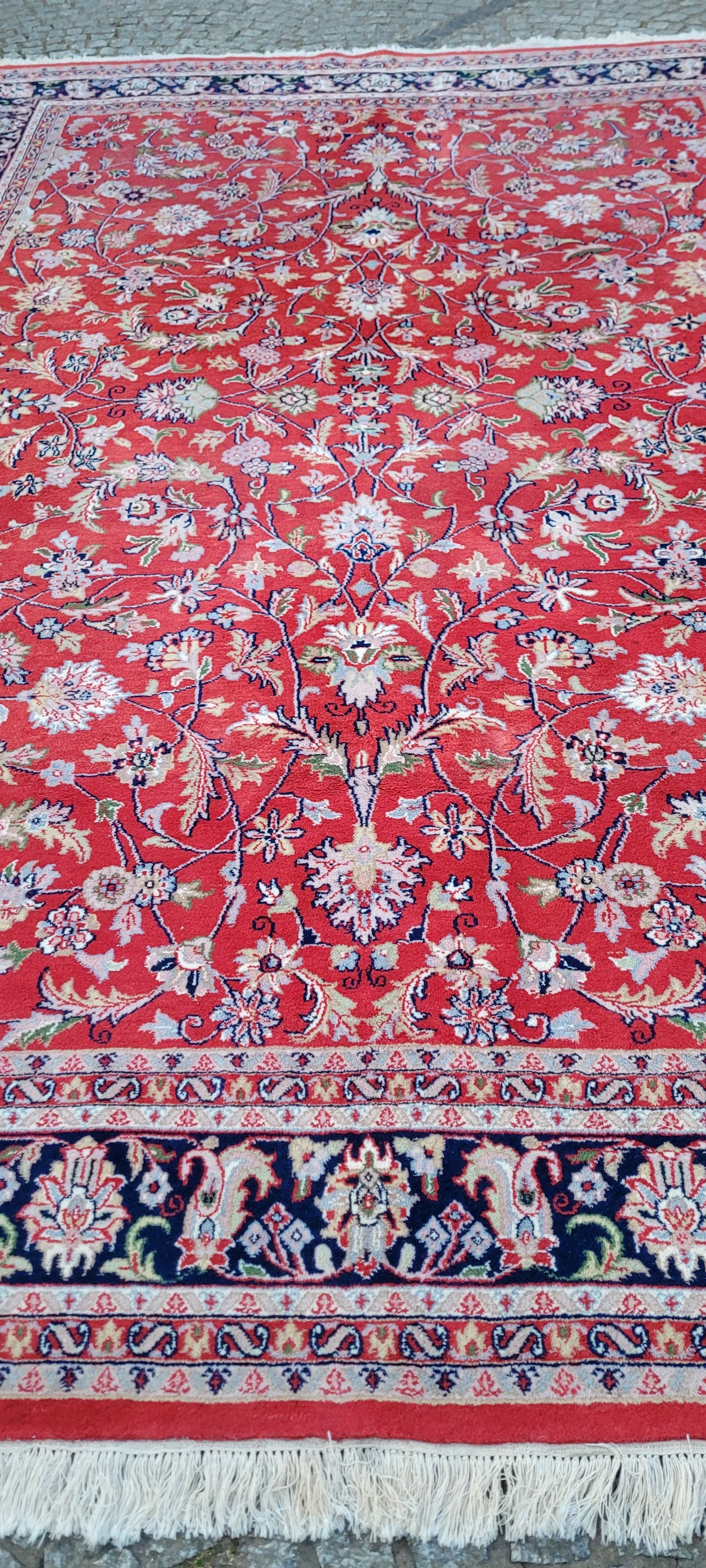 Dywan Indo Keshan 240x365 cm, czerwony, wełna bawełna, Indie - 297423