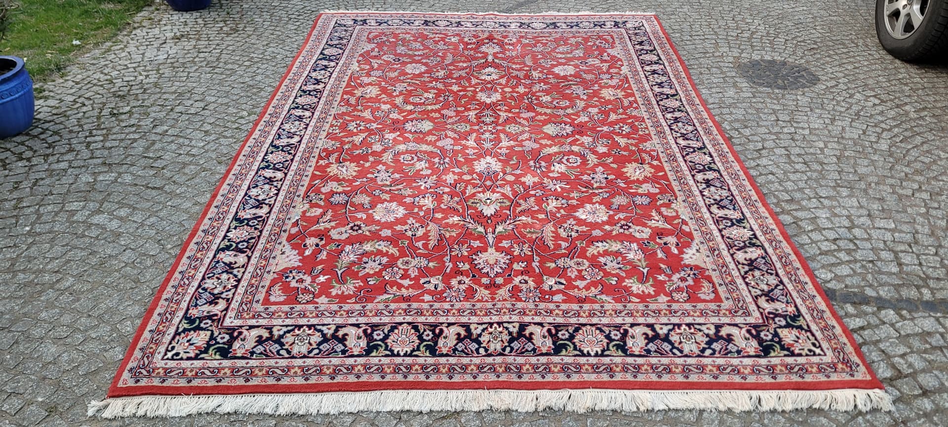 Dywan Indo Keshan 240x365 cm, czerwony, wełna bawełna, Indie - 297431