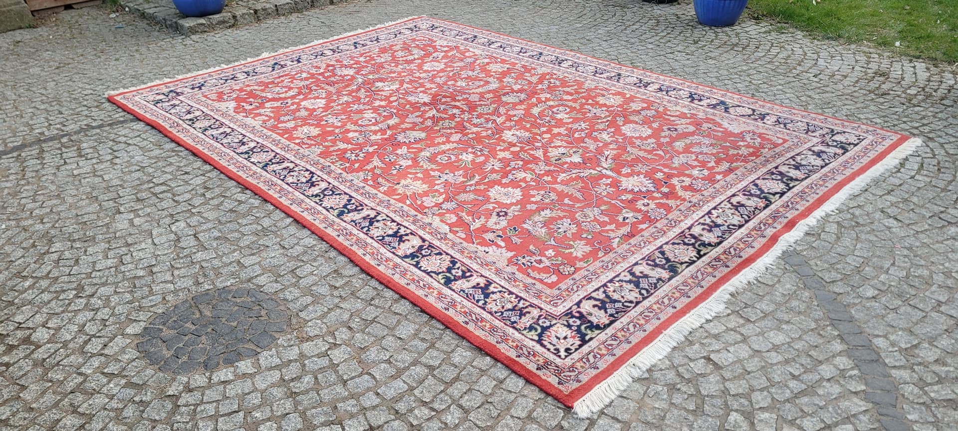 Dywan Indo Keshan 240x365 cm, czerwony, wełna bawełna, Indie - 297426