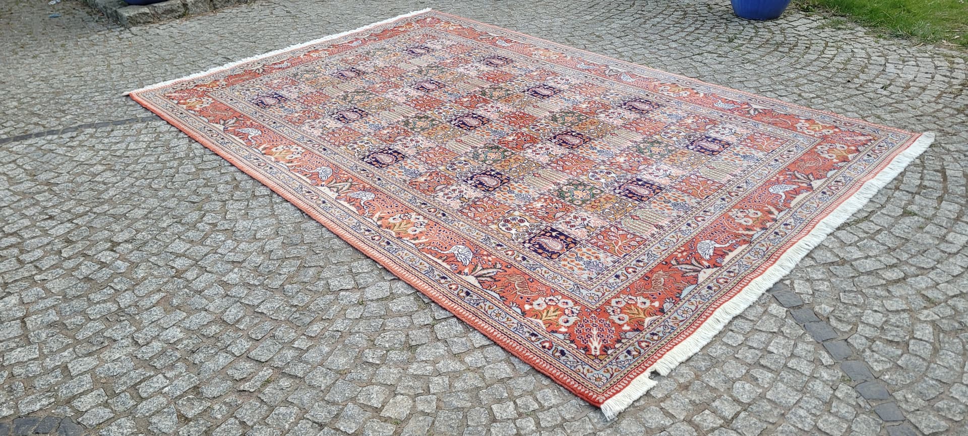 Dywan Moud, 305x195 cm, czerwony, wełna jedwab, Iran, lata 80. - 297467