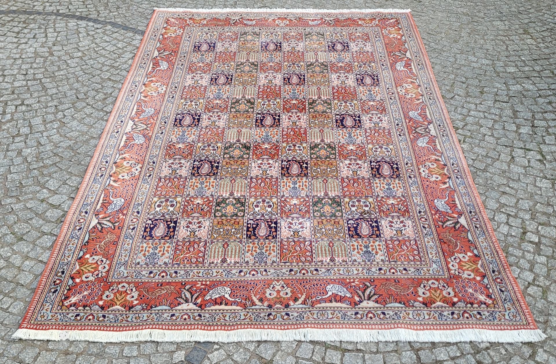 Dywan Moud, 305x195 cm, czerwony, wełna jedwab, Iran, lata 80. - 297458