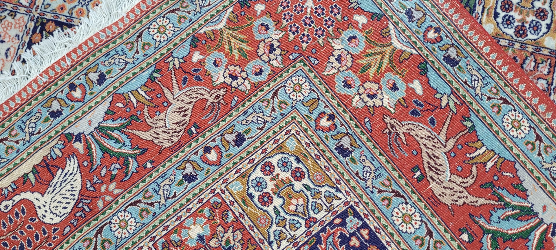 Dywan Moud, 305x195 cm, czerwony, wełna jedwab, Iran, lata 80. - 297472