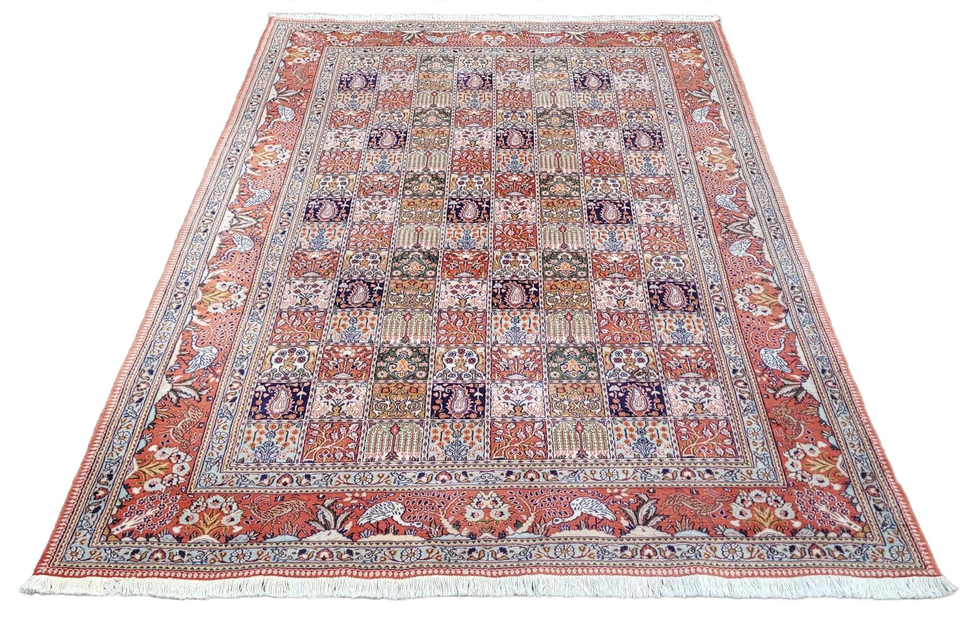 Dywan Moud, 305x195 cm, czerwony, wełna jedwab, Iran, lata 80.