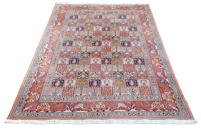 Dywan Moud, 305x195 cm, czerwony, wełna jedwab, Iran, lata 80.