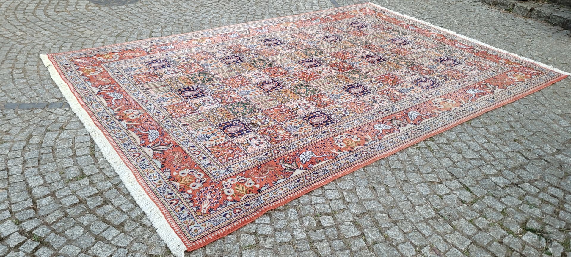 Dywan Moud, 305x195 cm, czerwony, wełna jedwab, Iran, lata 80. - 297464