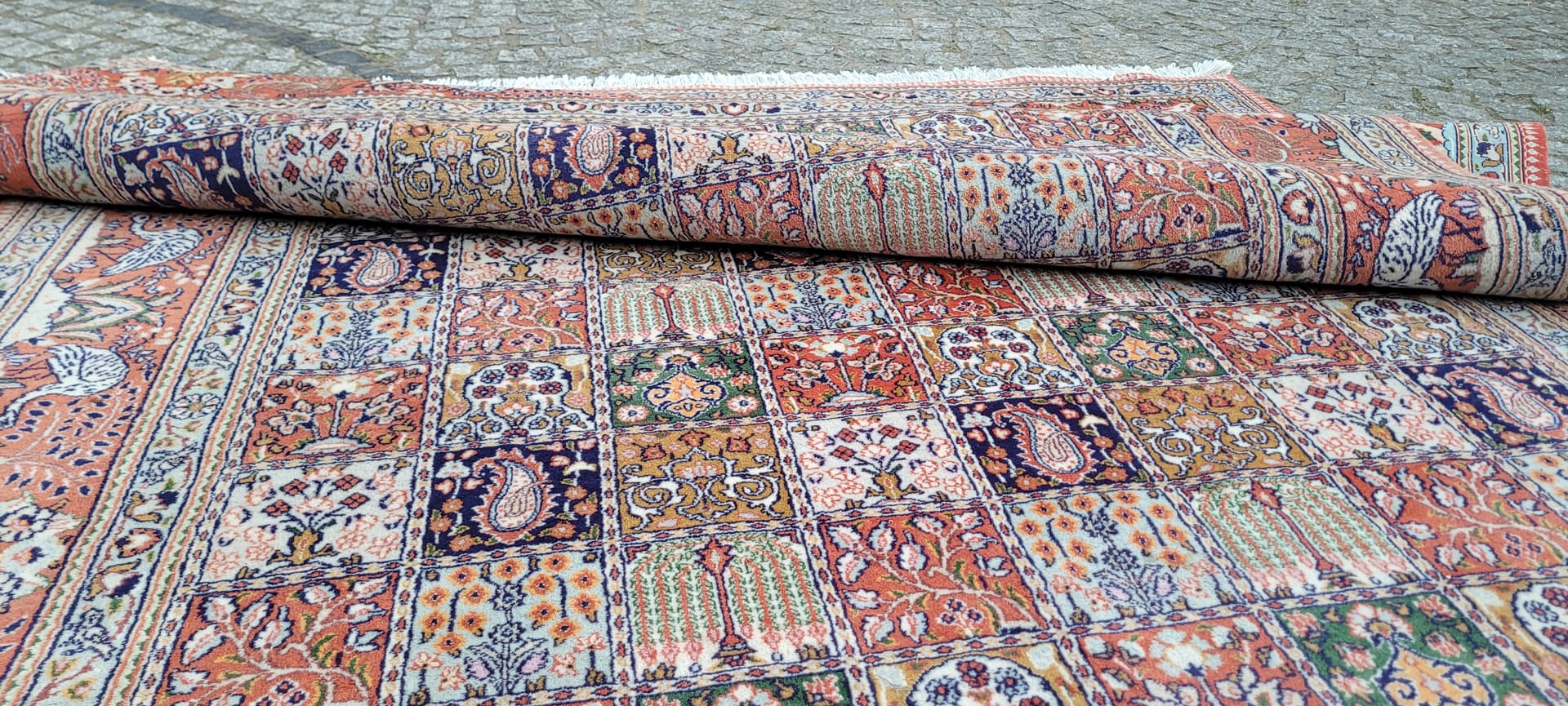 Dywan Moud, 305x195 cm, czerwony, wełna jedwab, Iran, lata 80. - 297468