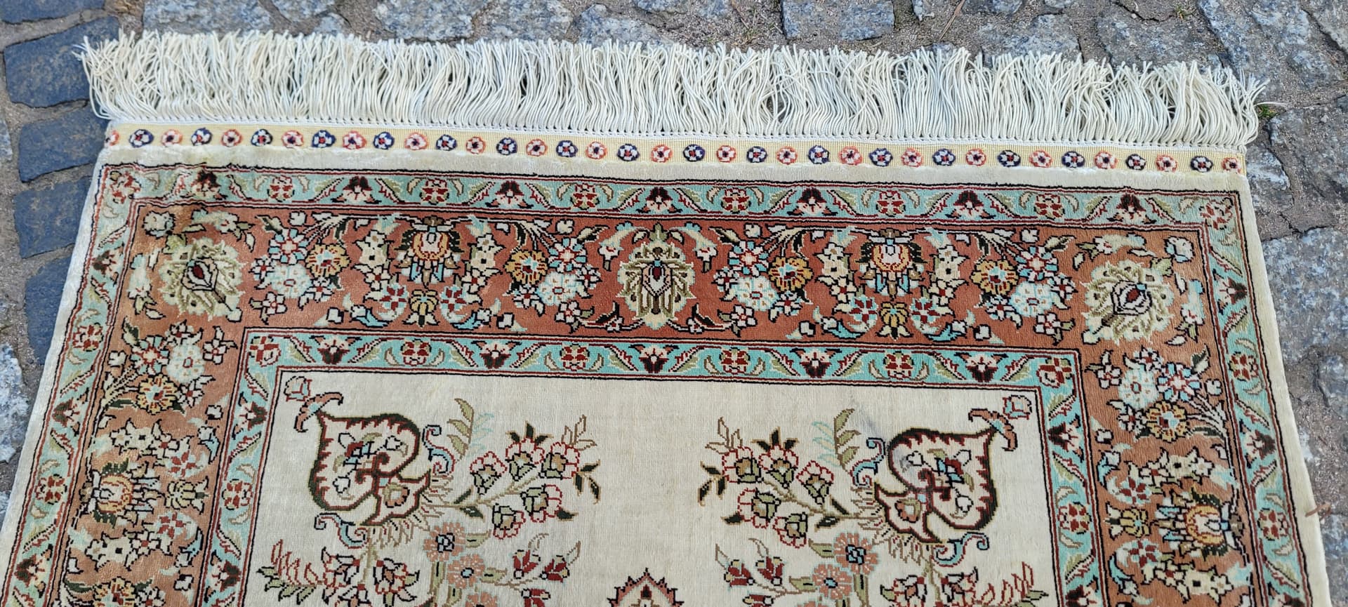 Dywan Ghom, 102x64 cm, jedwab beżowy, Iran - 297856