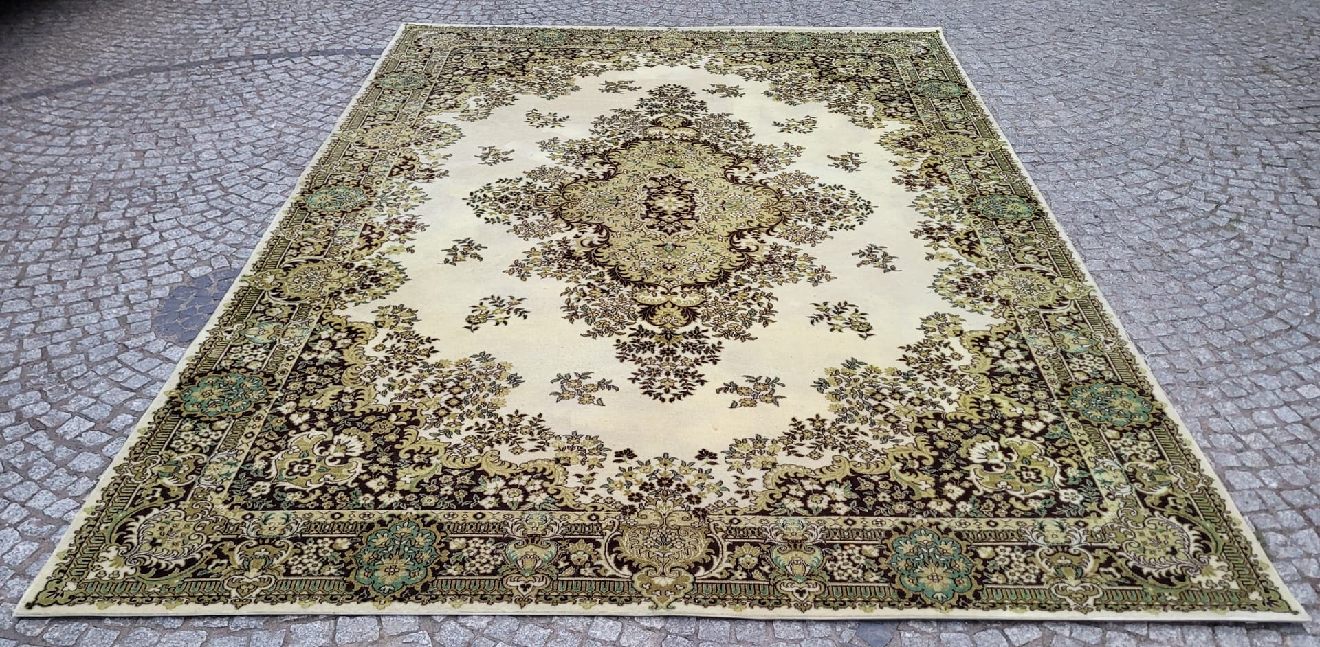 Dywan perski, kremowy beż, wełna, 250x350 cm - 297860