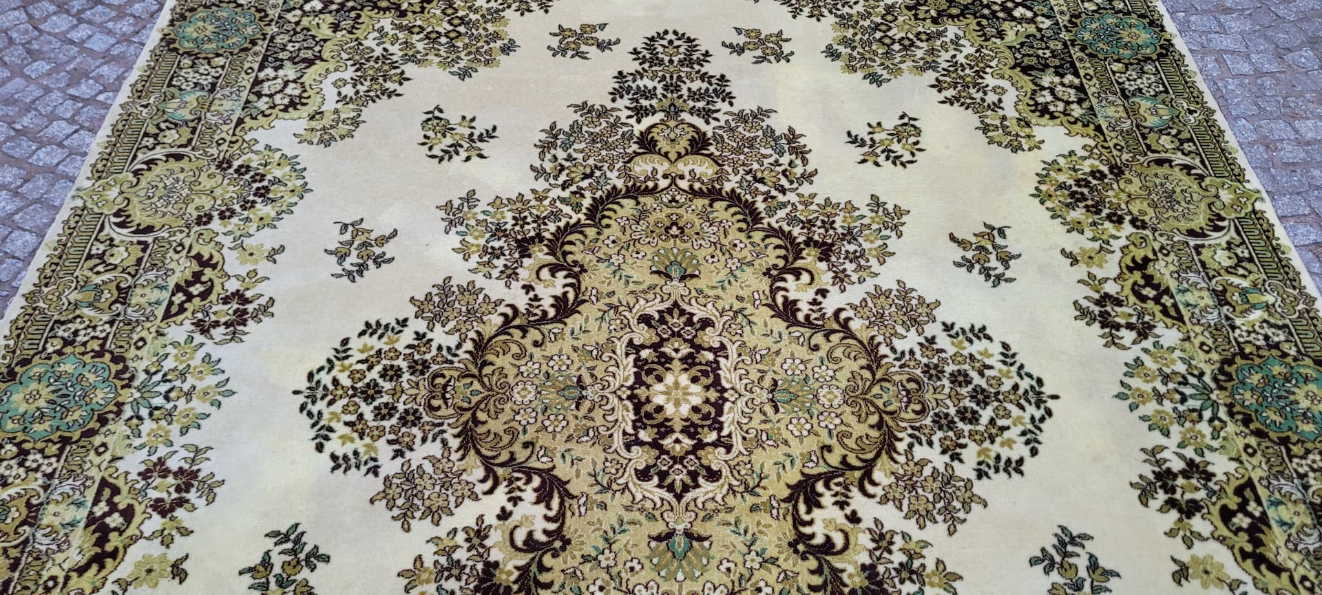 Dywan perski, kremowy beż, wełna, 250x350 cm - 297869