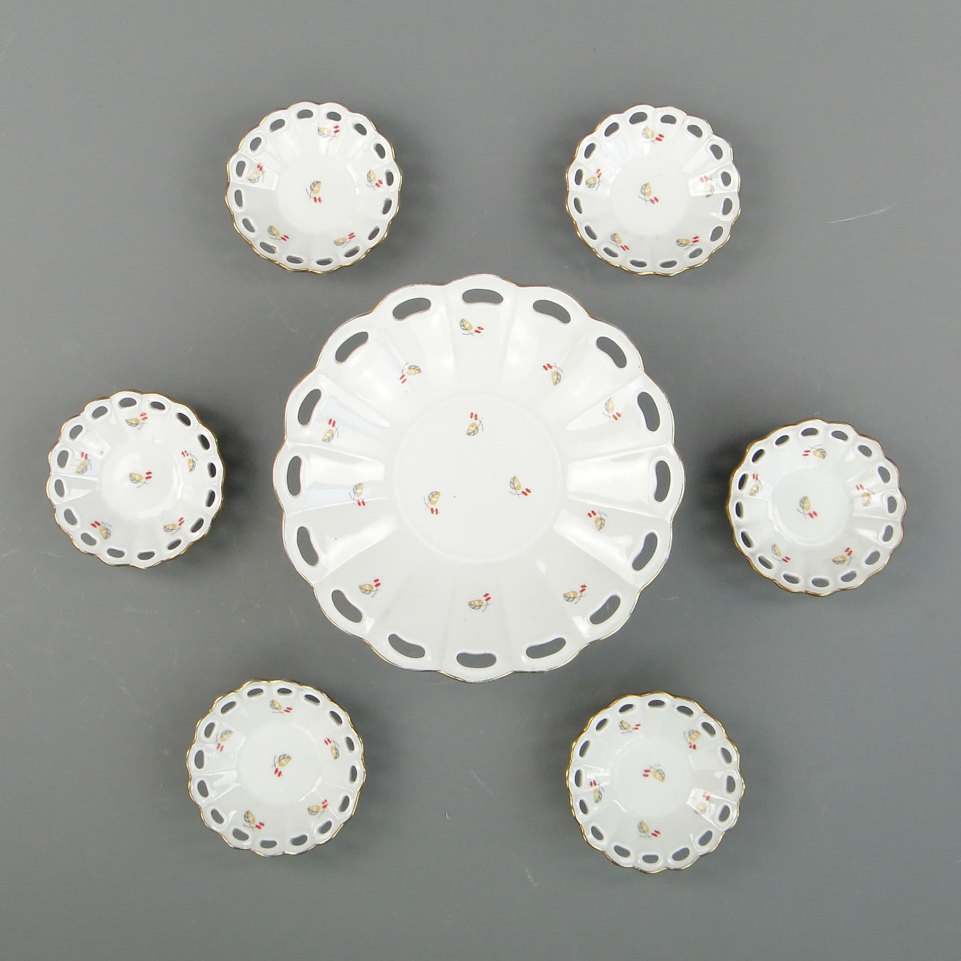 Zestaw naczyń do konfitur, porcelana biała, Ćmielów, Polska, lata 30. - 297885