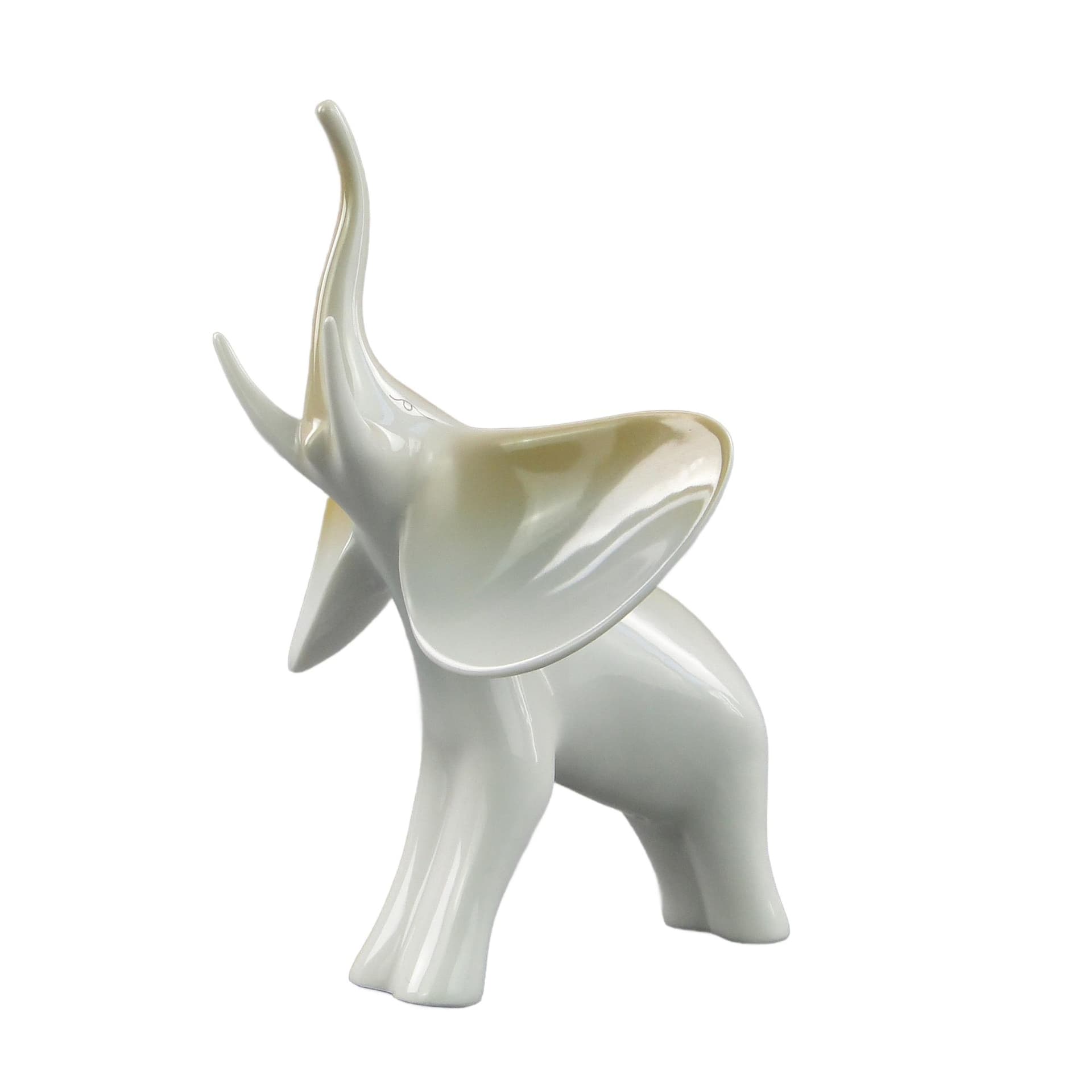 Elephant figurine, white porcelain, Hollohaza, Hungary, 1980s.