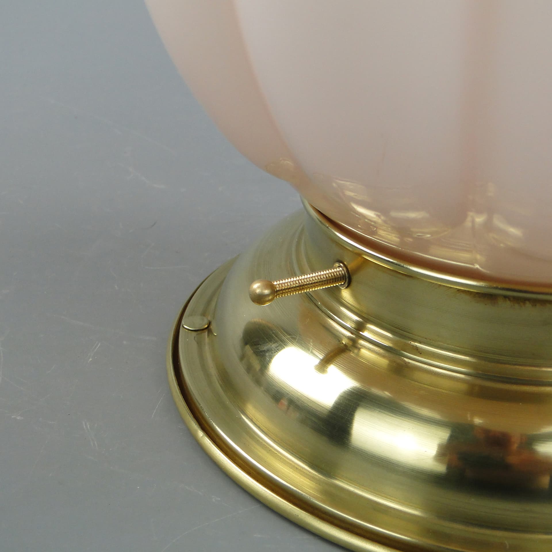 Eclectic Ceiling Light, pink glass, brass, Poland, 1930s - 297914