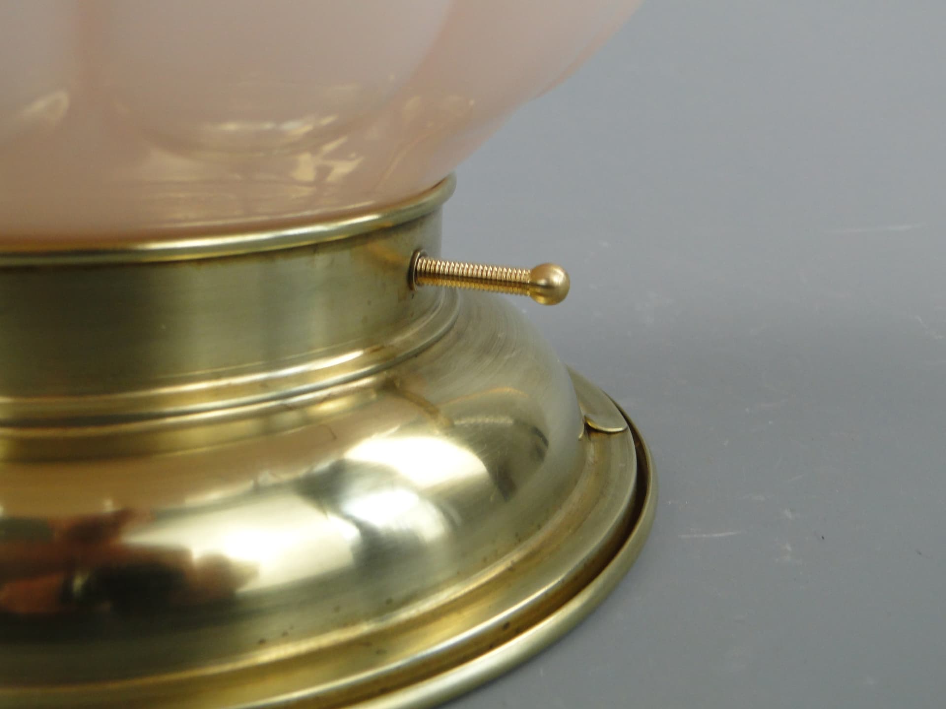 Eclectic Ceiling Light, pink glass, brass, Poland, 1930s - 297919