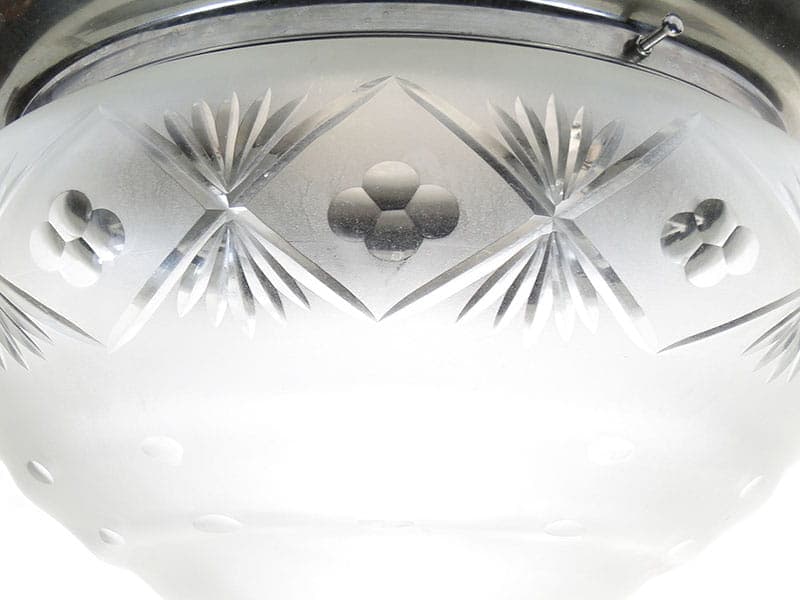 Ceiling Flush Mount Eclectic, white glass, silver chrome, Poland, 1980s. - 297938