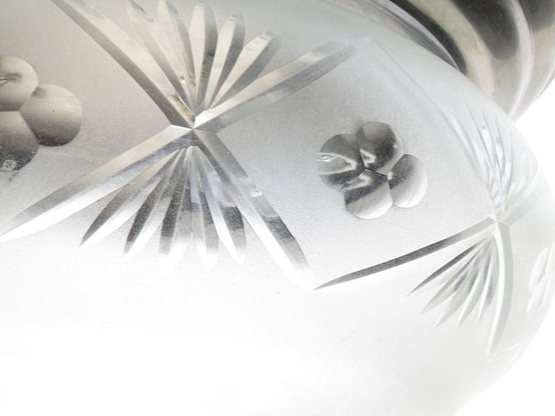 Ceiling Flush Mount Eclectic, white glass, silver chrome, Poland, 1980s. - 297942