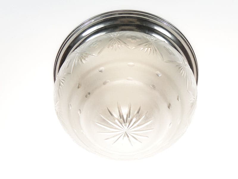Ceiling Flush Mount Eclectic, white glass, silver chrome, Poland, 1980s. - 297940