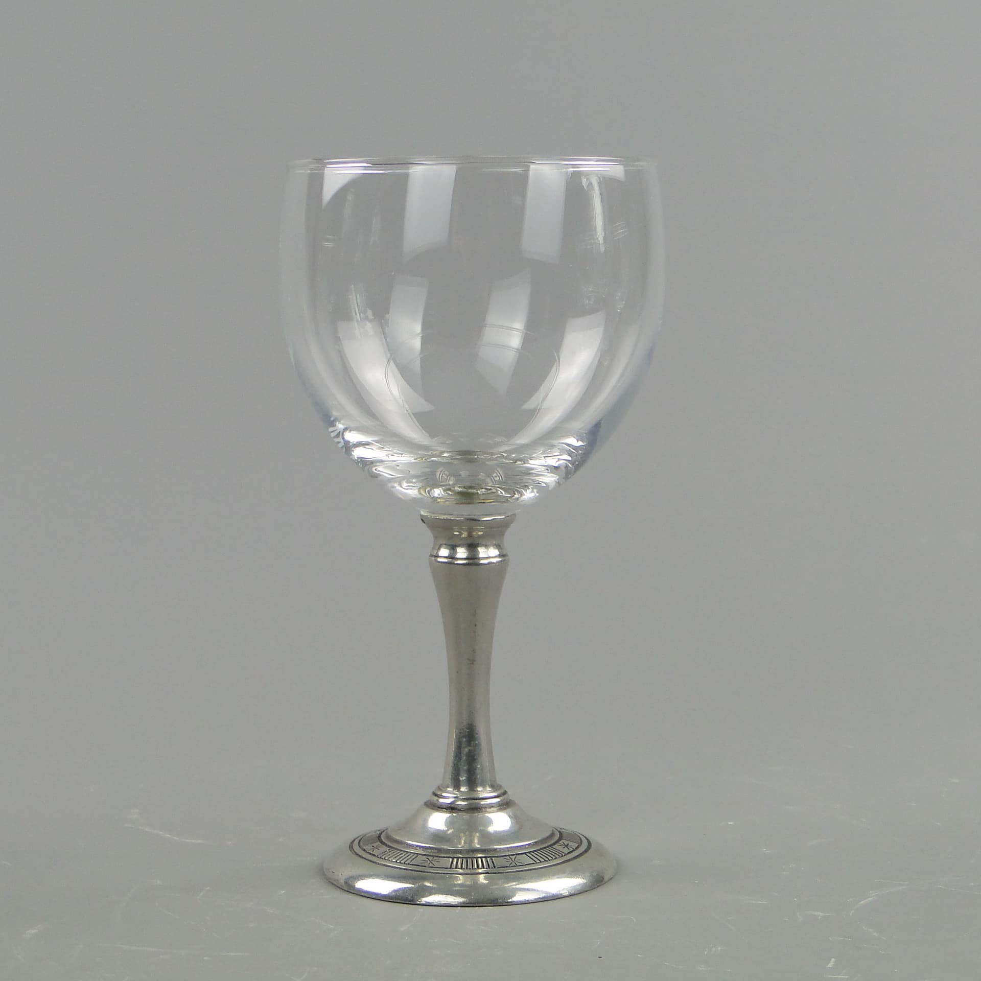 Wine glasses, transparent crystal, silver metal, Hadeland Glassverk, Norway, 1970s. - 2324