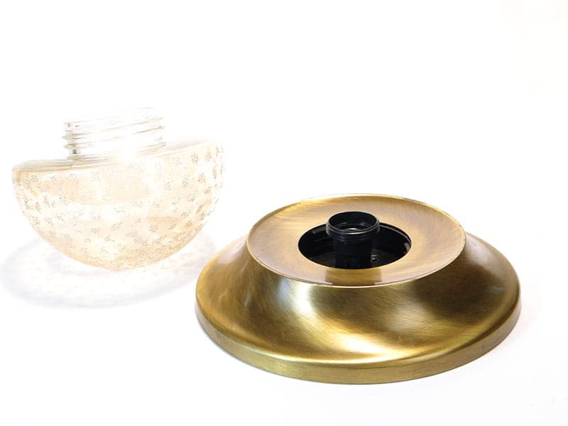 Ceiling flush mount, mid-century modern, gold brass, transparent glass, Germany, 1960s. - 297976