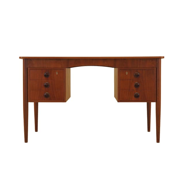 Biurko, brązowy, teak, drewno, Dania, lata 70. - WYMIARY