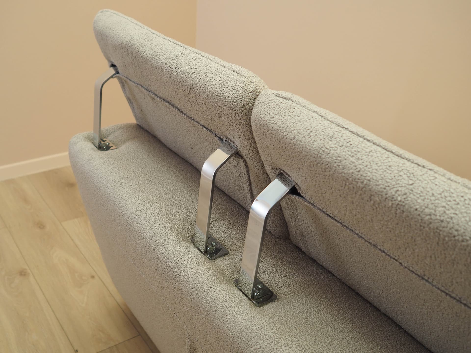 Sofa, beżowa, tkanina, metal, Włochy, lata 80. - 298076