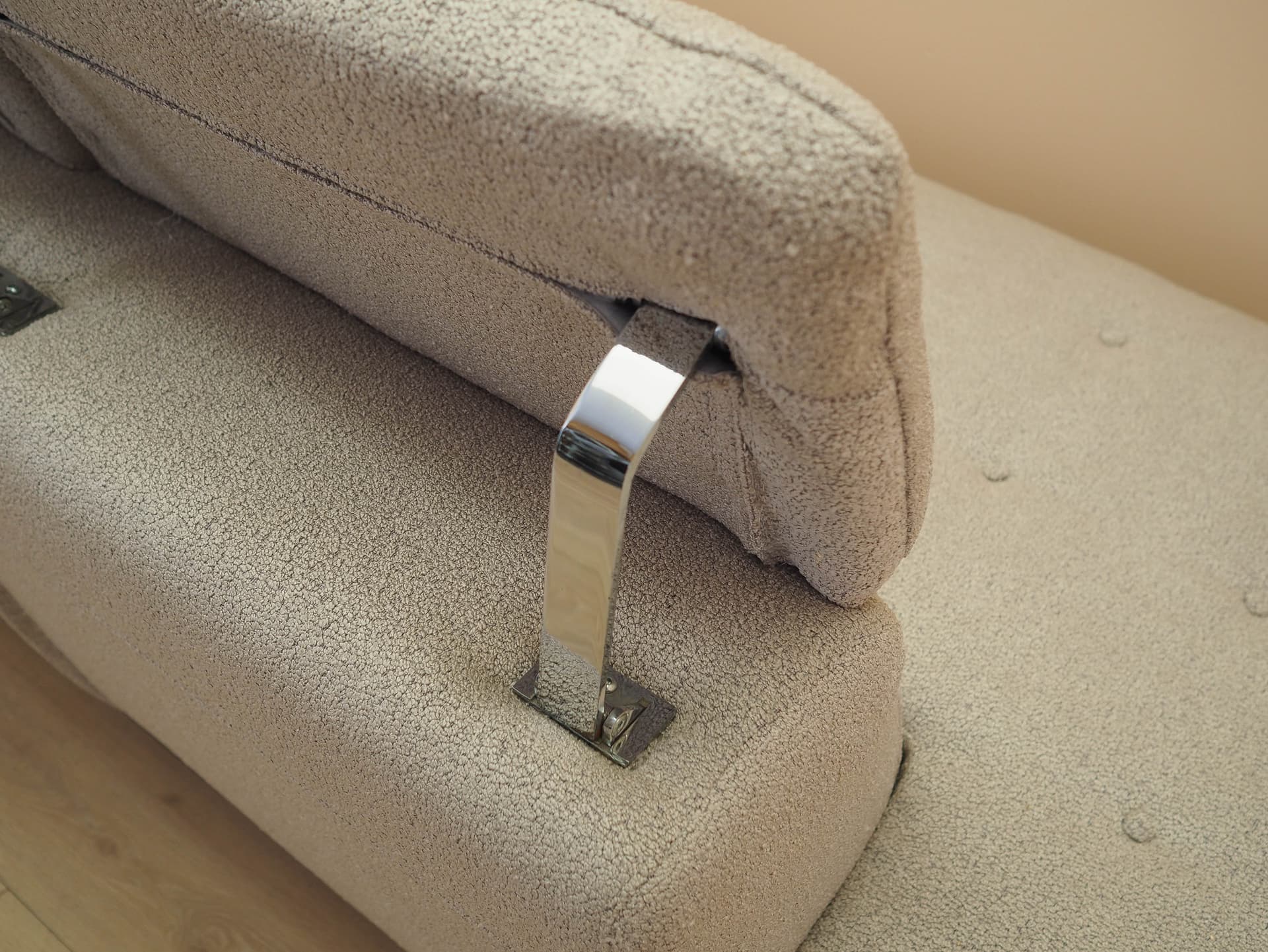 Sofa, beżowa, tkanina, metal, Włochy, lata 80. - 298080