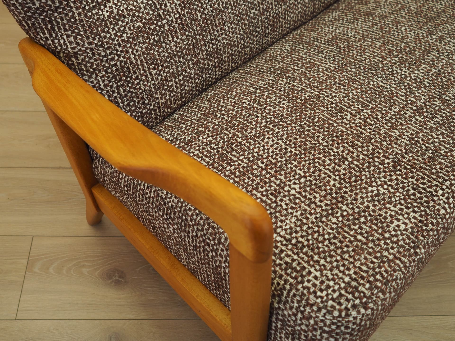 Sofa, brązowa tkanina, buk, Fritz Hansen, Dania, lata 60. - 298097