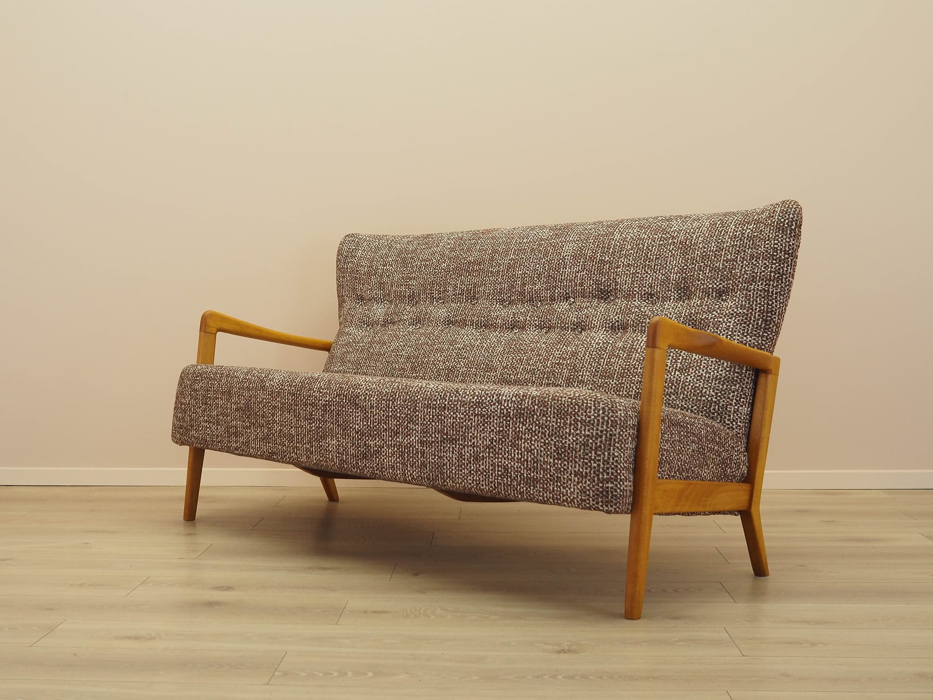Sofa, brązowa tkanina, buk, Fritz Hansen, Dania, lata 60. - 298086