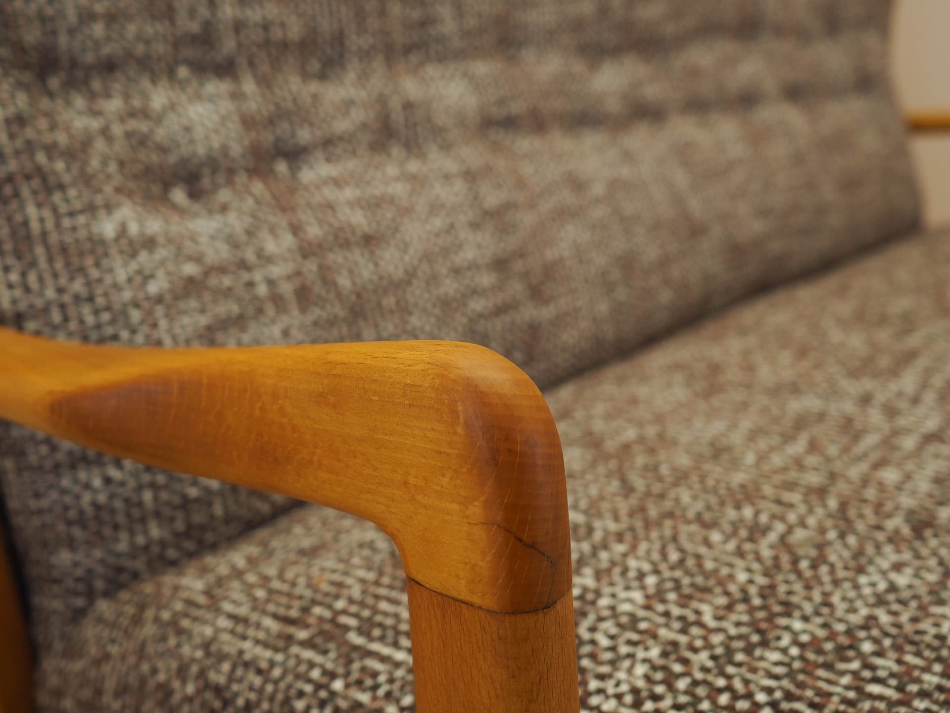 Sofa, brązowa tkanina, buk, Fritz Hansen, Dania, lata 60. - 298092