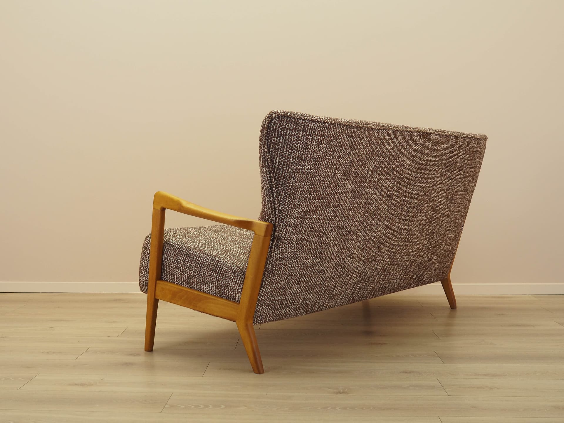 Sofa, brązowa tkanina, buk, Fritz Hansen, Dania, lata 60. - 298088