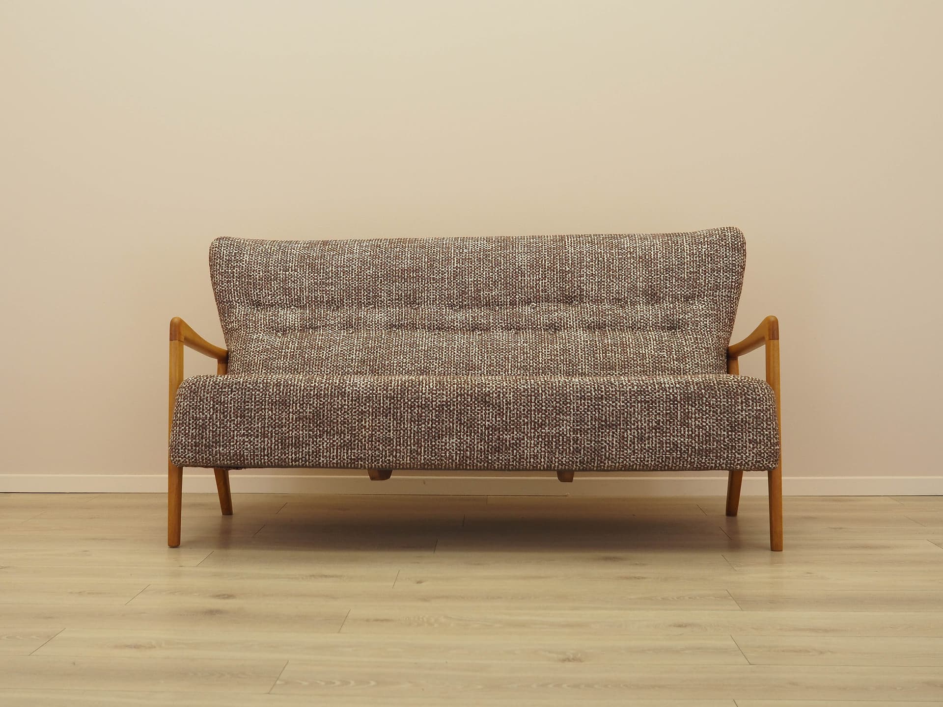 Sofa, brązowa tkanina, buk, Fritz Hansen, Dania, lata 60. - 298085