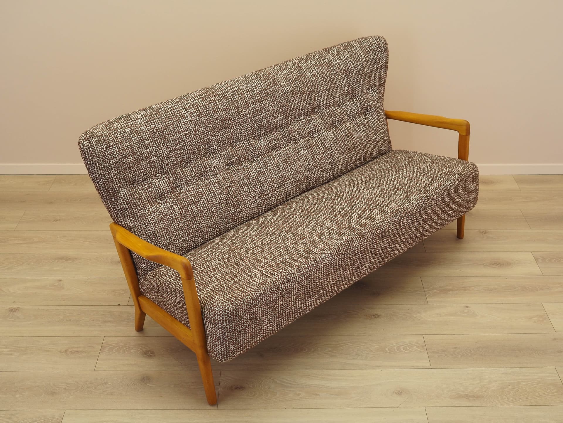 Sofa, brązowa tkanina, buk, Fritz Hansen, Dania, lata 60. - 298091
