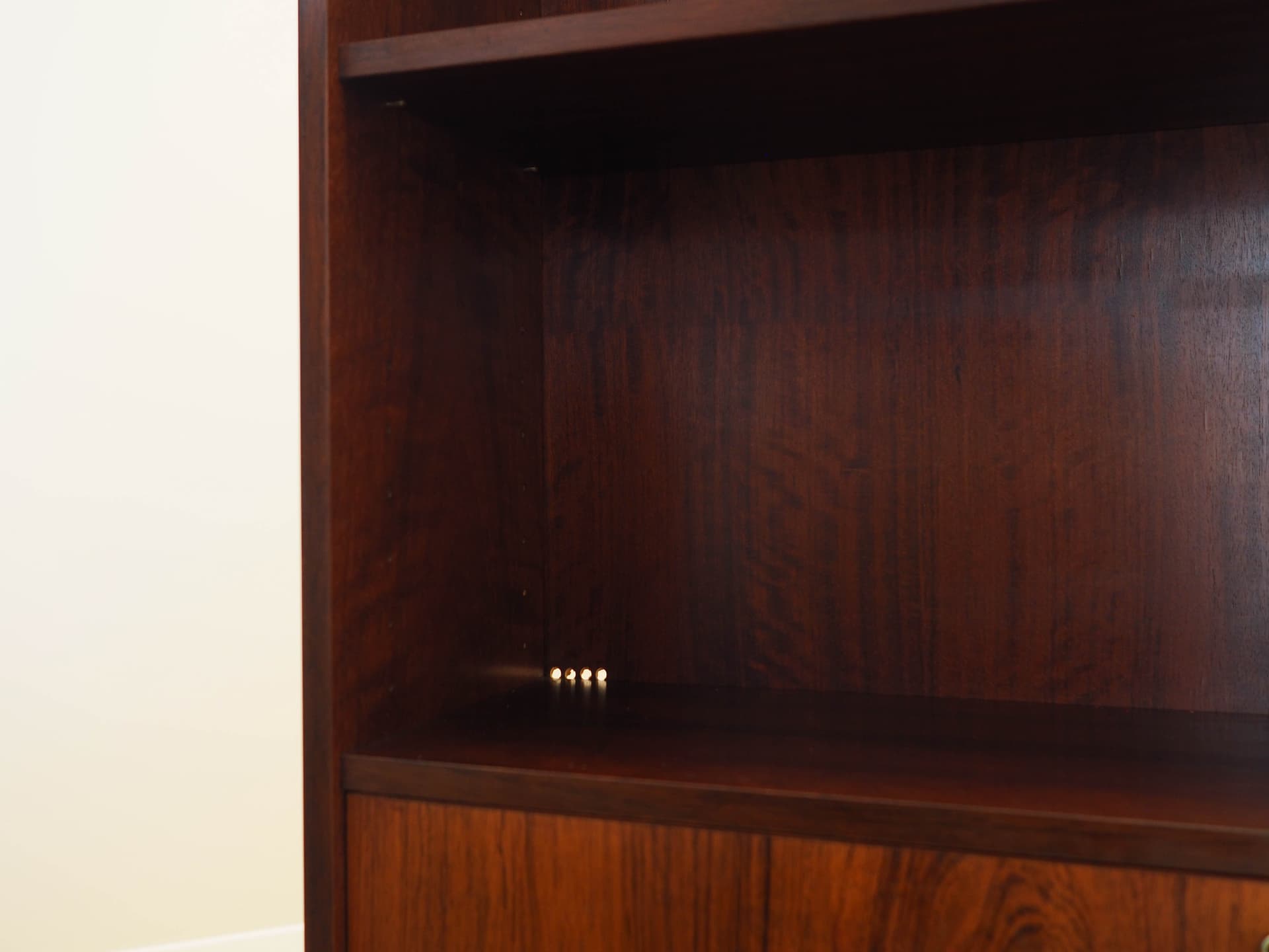 Biblioteczka, palisander brązowy czerwony, drewno czarne, Farsø Møbelfabrik, Dania, lata 70. - 298109