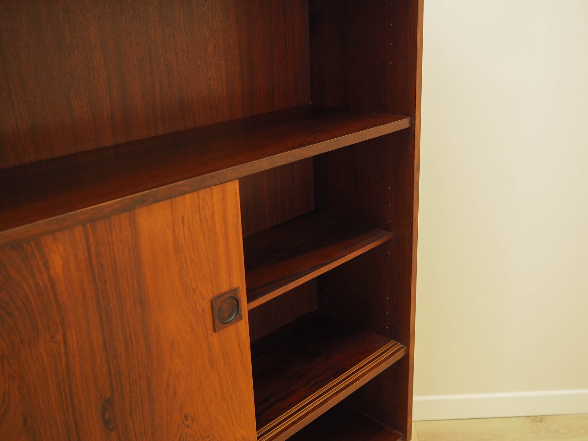 Biblioteczka, palisander brązowy czerwony, drewno czarne, Farsø Møbelfabrik, Dania, lata 70. - 298113