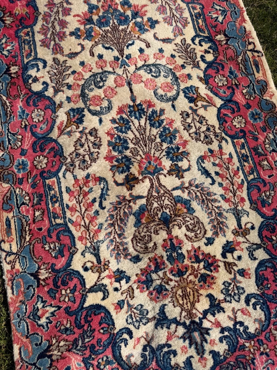 Chodnik perski Ispahan 415x75 cm, beżowy, wełna kaszmirowa jedwab, Iran - 298204