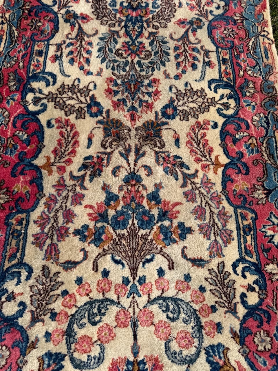 Chodnik perski Ispahan 415x75 cm, beżowy, wełna kaszmirowa jedwab, Iran - 298211