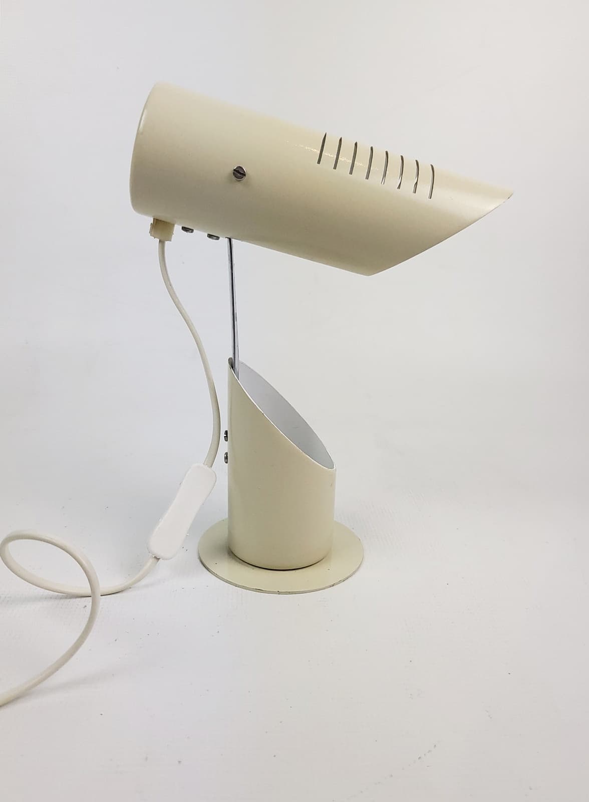 Lampa biurkowa Space Age SZV 11, metal kremowy, chrom, Węgry, lata 80. - 298217