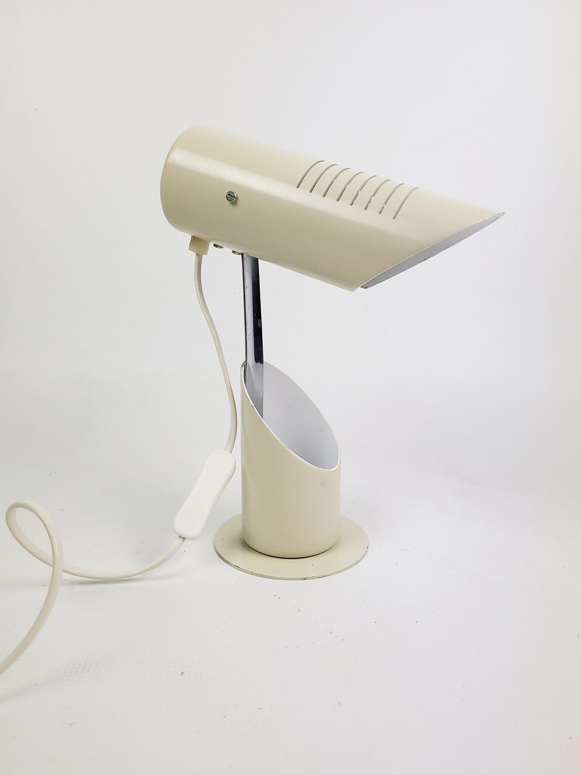 Lampa biurkowa Space Age SZV 11, metal kremowy, chrom, Węgry, lata 80. - 298221